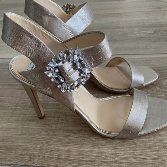 Jessica Simpson Shoes - Jessica Simpson Cream Heels with Elegant Crystal Detail